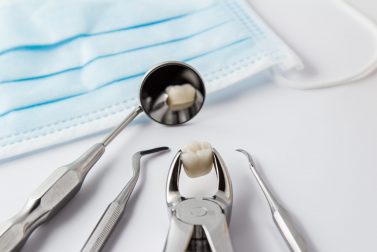 Orthodontic tools after removing a tooth