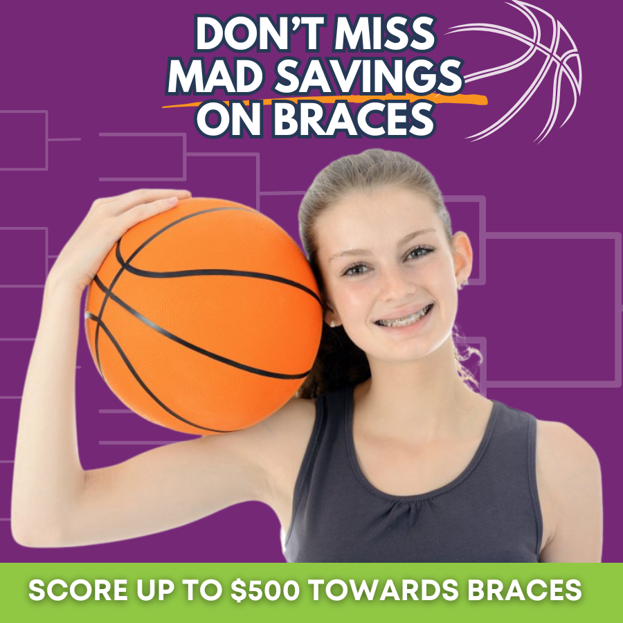 don't miss mad savings on braces girl holding basketball